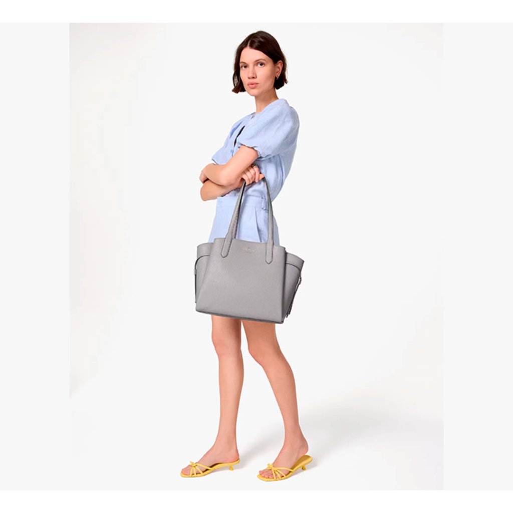 G Kate Spade Dumpling Gray Pebbled Leather Tote Bag Kl012 Purse Nwt $499 Retail